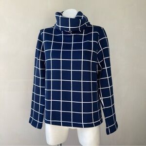 Checkered Mock Neck Grid Pattern Sweater